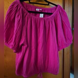 GAP Women's Vibrant Pink Off-Shoulder Blouse